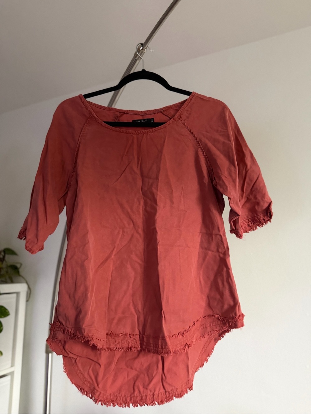 Max Jeans Coral Frayed Hem Scoop Tunic